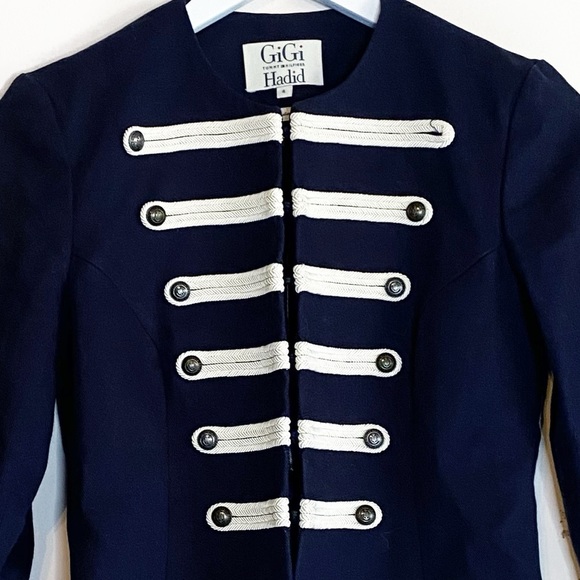 Gigi Hadid x Tommy Hilfiger Rare Navy & White Embroidered Military Jacket - Picture 10 of 10